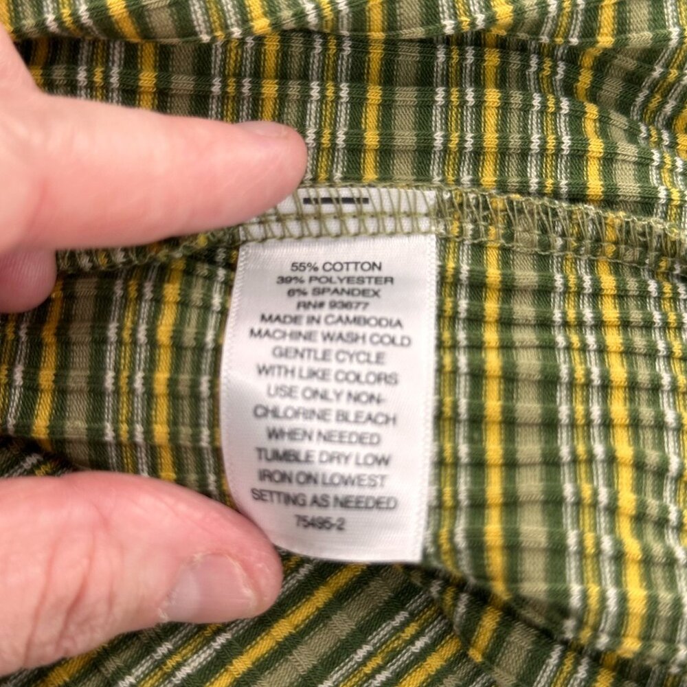 Arizona Jean Co Dress XL Green Yellow Striped Sleeveless Ruched Straps Retro - Picture 6 of 9